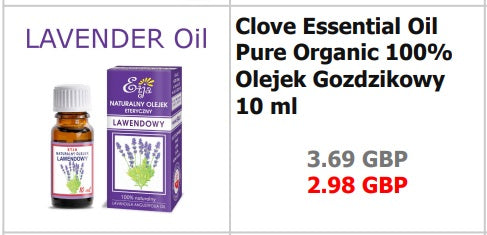 Lavender Essential Oil Pure Organic 100% Olejek Lawendowy 10 ml