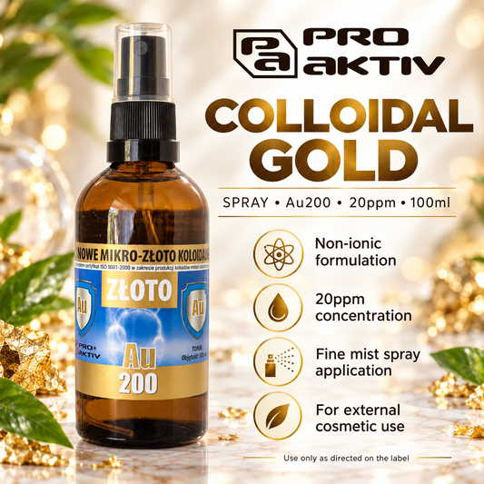 ProAktiv Colloidal Gold Spray Au200 20ppm 100ml infographic