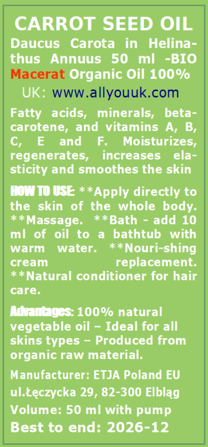 Macerat Carrot Pure Organic 100% BIO Macerat z korzenia Marchwi 50 ml