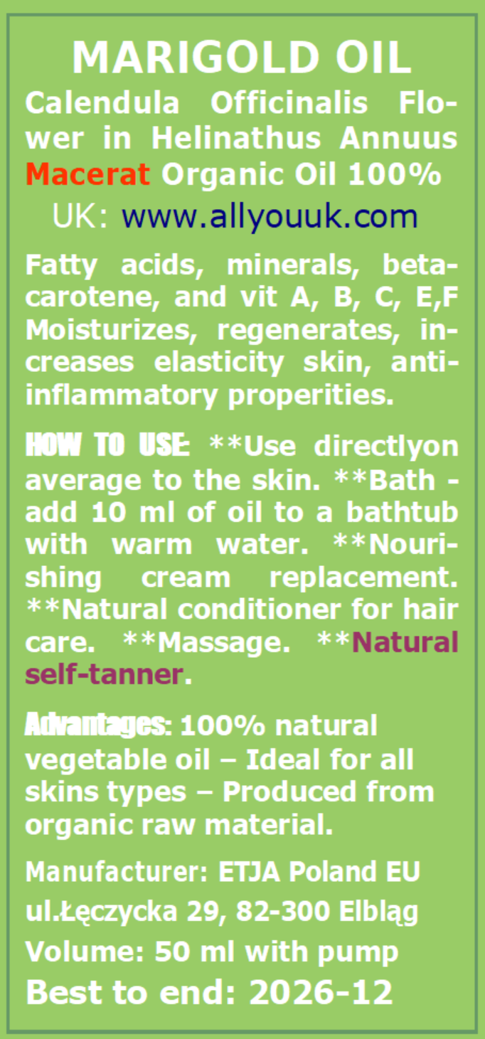 Macerat Marigold Pure Organic 100% BIO Macerat z Nagietka Lek. 50 ml