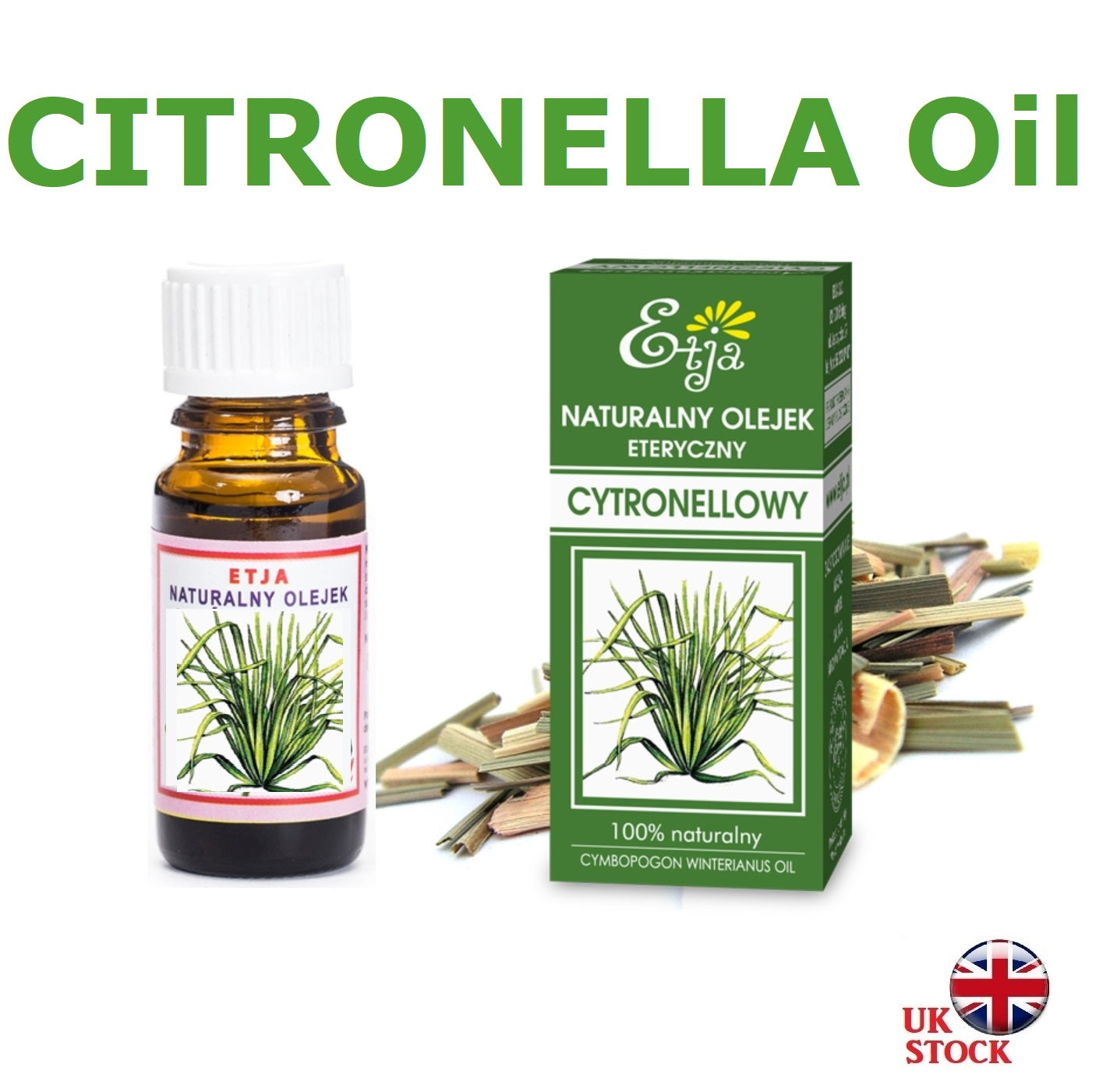 Citronella Essential Oil Pure Organic 100% Olejek Cytronellowy 10 ml