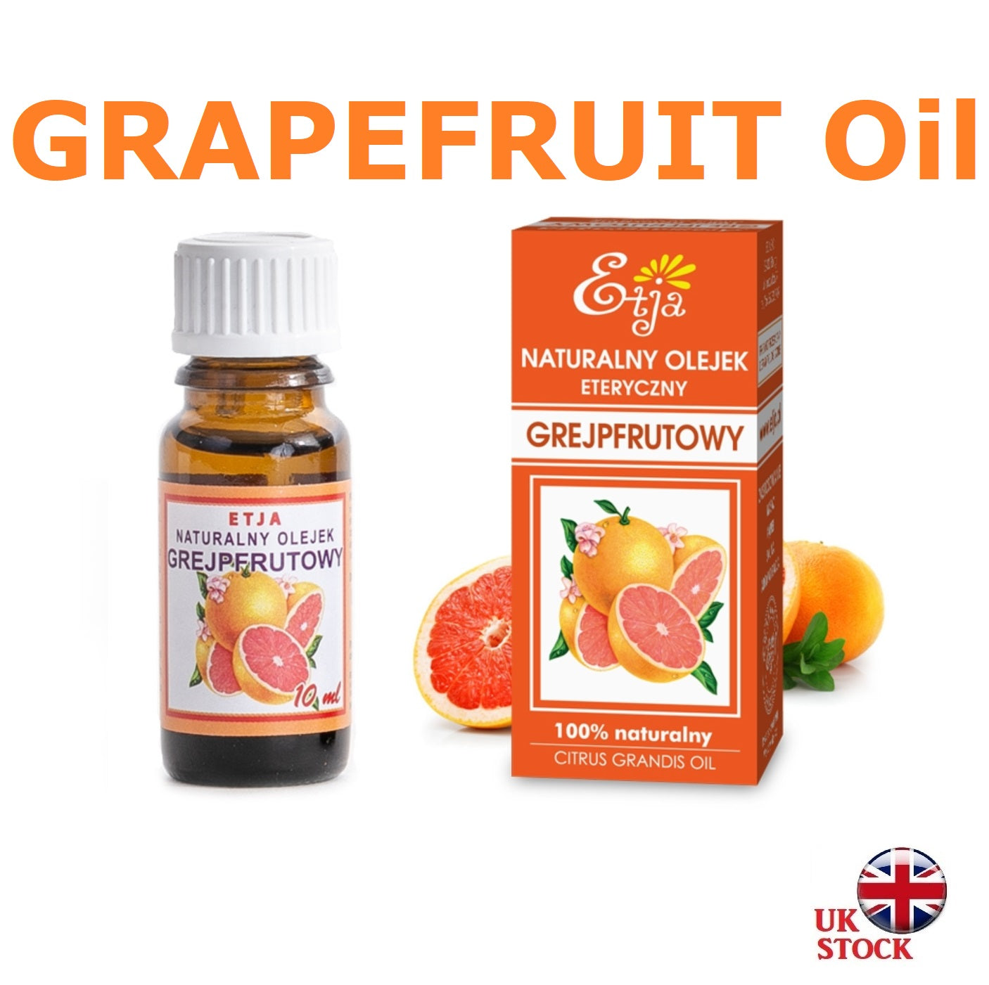 Grapefruit Essential Oil Pure Organic 100% Olejek Grejpfrutowy 10 ml