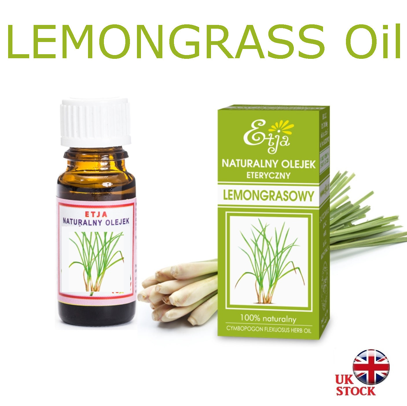 Lemongrass Essential Oil Pure Organic 100% Olejek Lemongrasowy 10 ml