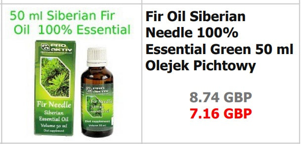 Fir Oil Siberian Needle 100% Essential Green 50 ml Olejek Pichtowy