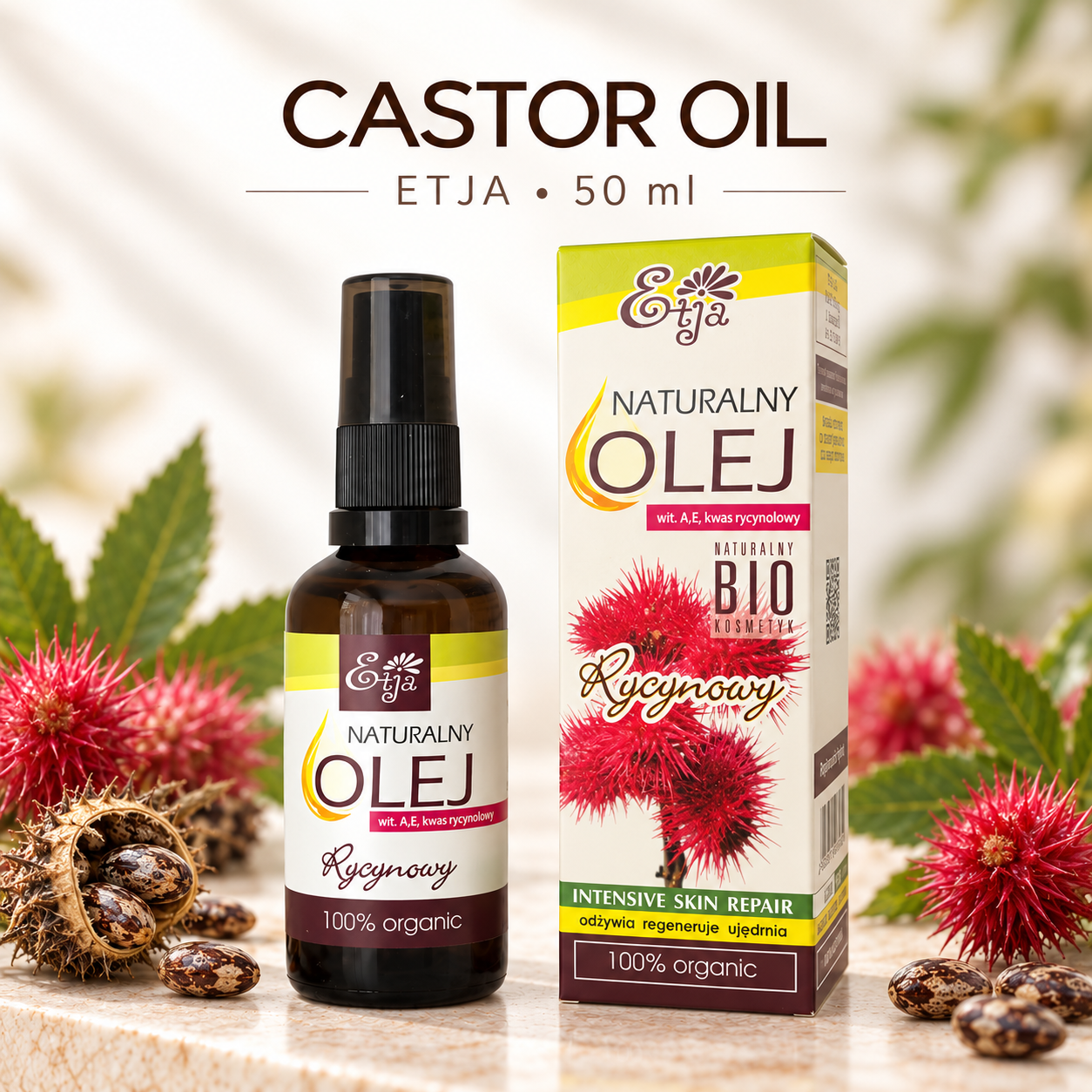 ETJA Castor Oil BIO 50ml – Cold-Pressed & Unrefined