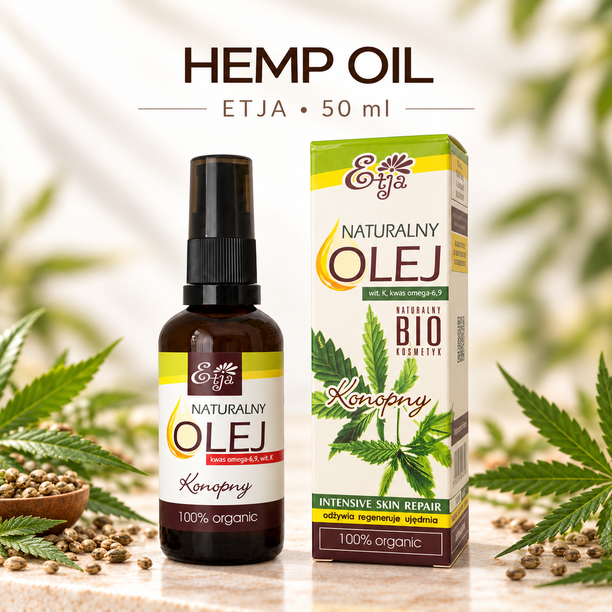 ETJA Hemp Seed Oil BIO 50ml – Cold-Pressed & Unrefined