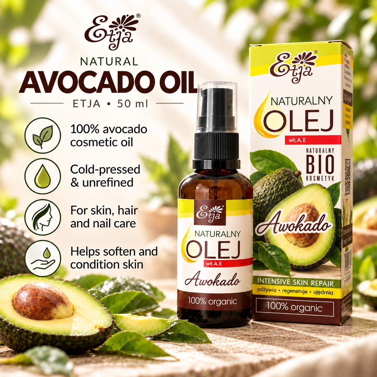 ETJA Avocado Oil 50ml infographic