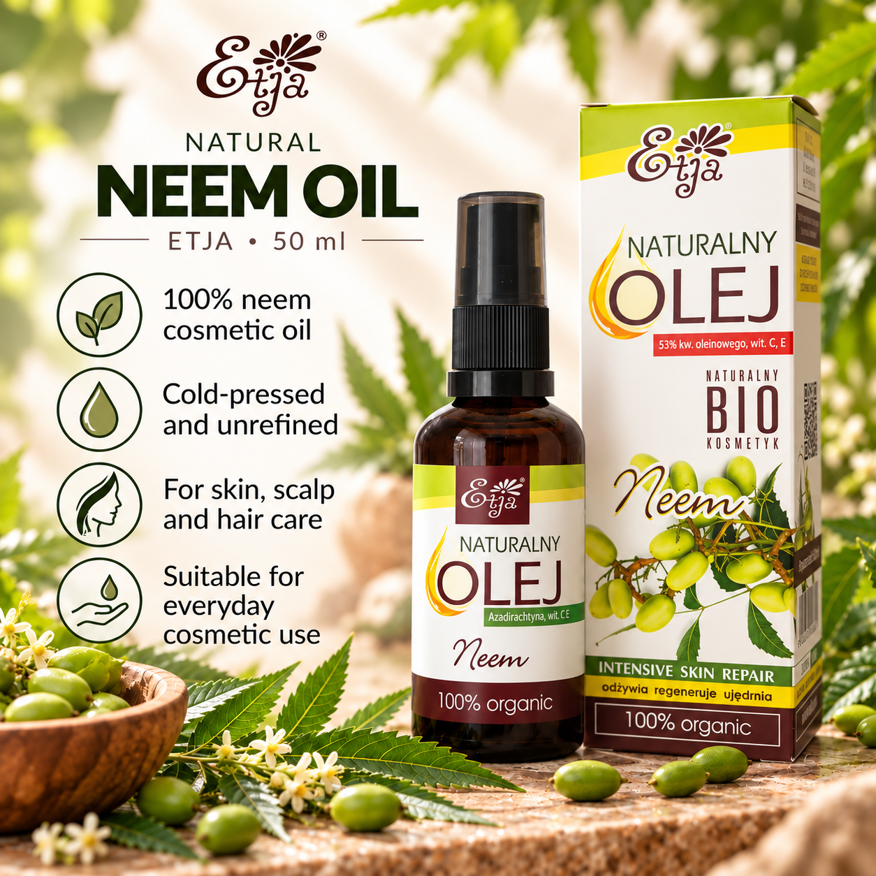 ETJA Neem Oil 50ml infographic