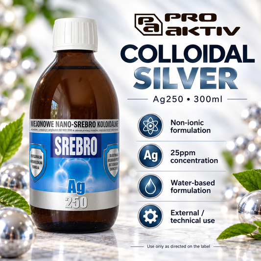 ProAktiv Non-Ionic Colloidal Silver Ag250 25ppm 300ml infographic