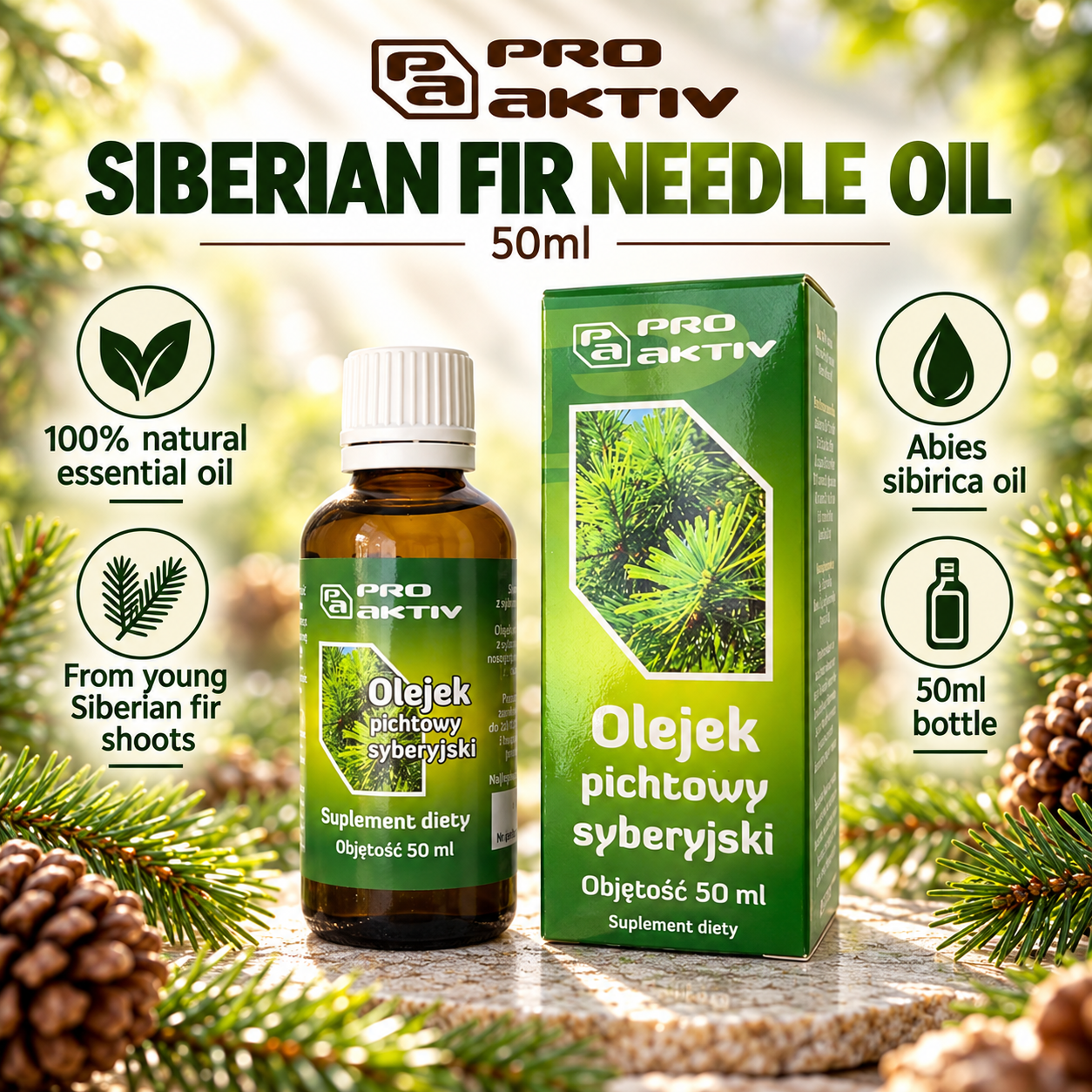 ProAktiv Siberian Fir Needle Oil 50ml infographic