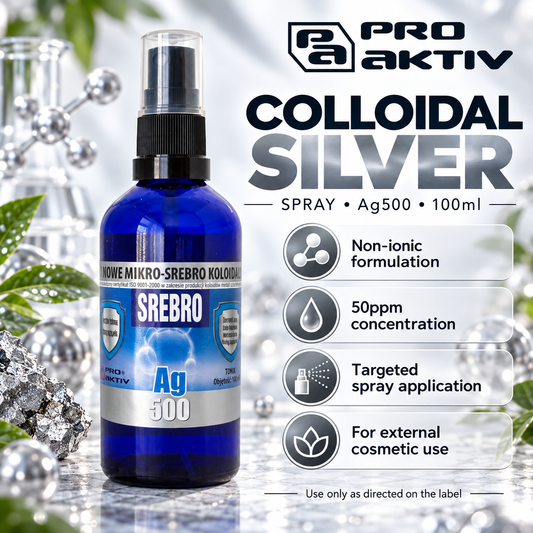 ProAktiv Colloidal Silver Spray Ag500 50ppm 100ml infographic