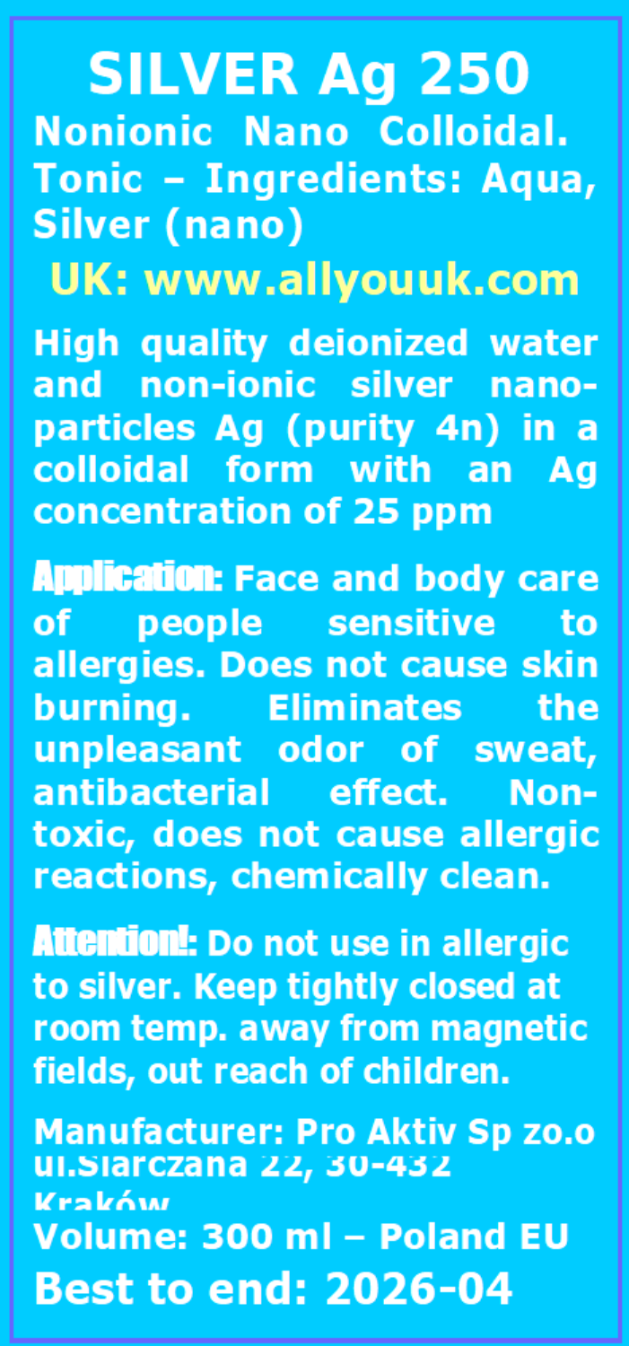 Non-Ionic Colloidal Silver Nano Ag250 25ppm