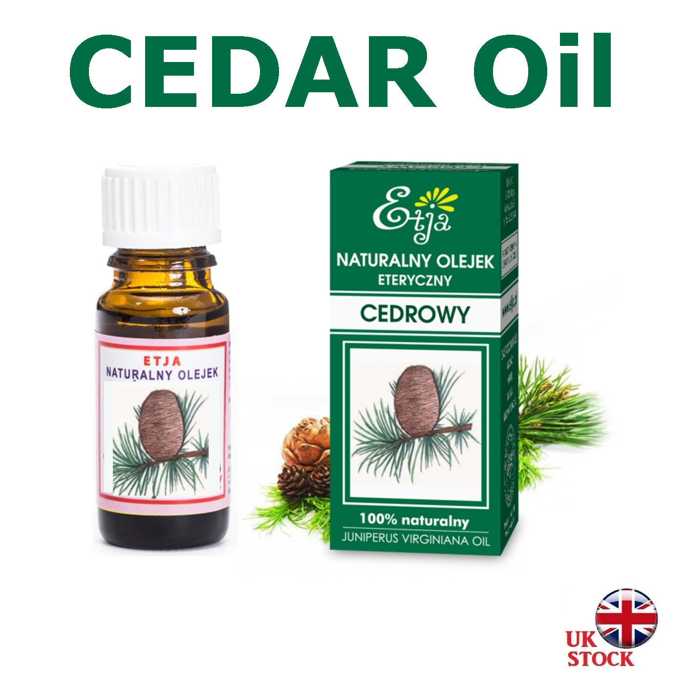 Cedar Essential Oil Pure Organic 100% Olejek Cedrowy 10 ml