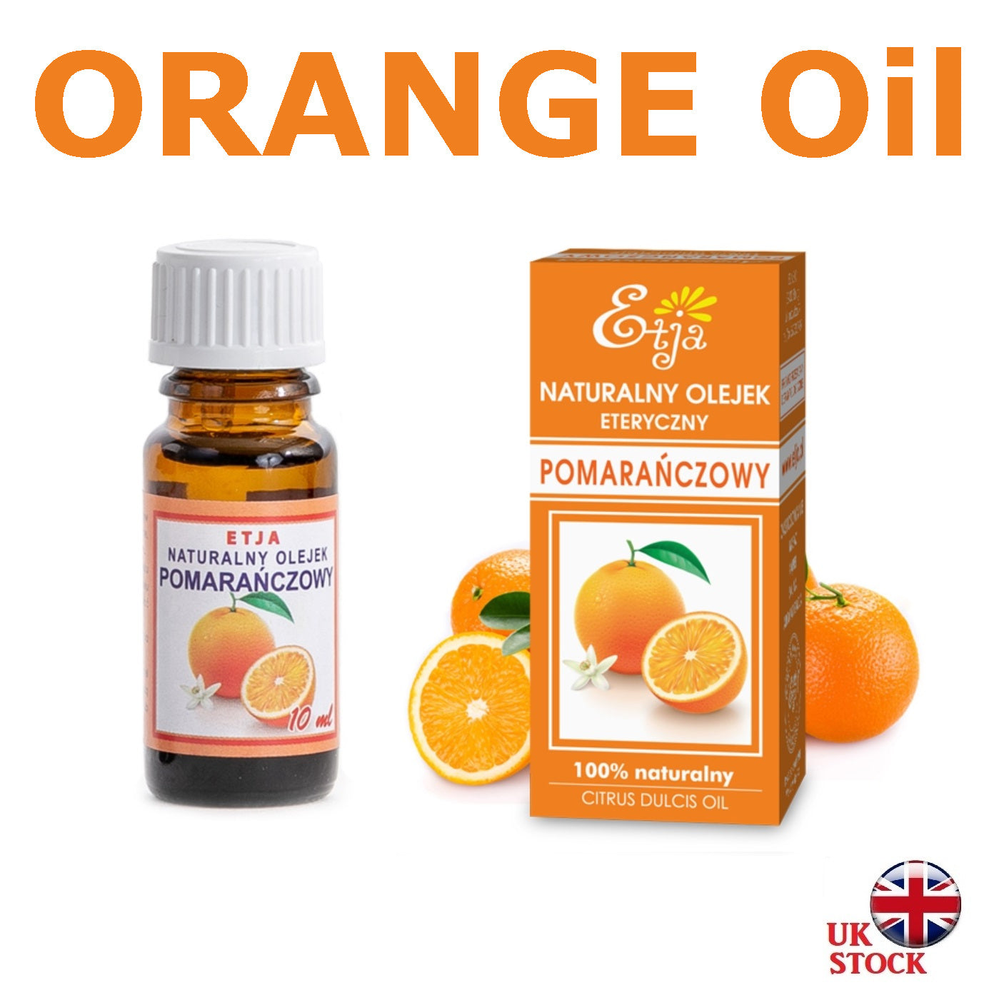 Orange Essential Oil Pure Organic 100% Olejek Pomaranczowy 10 ml